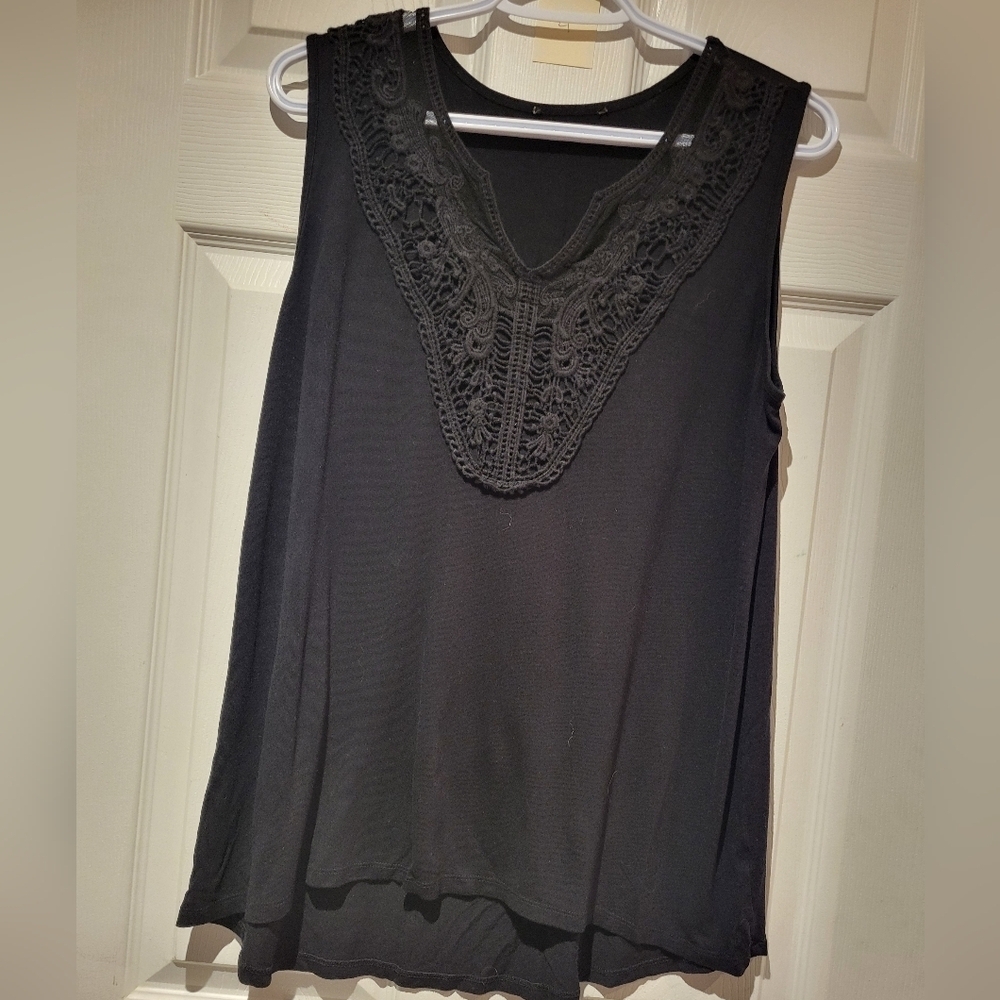 100 - ptp 21 lace trim black sleeveless top